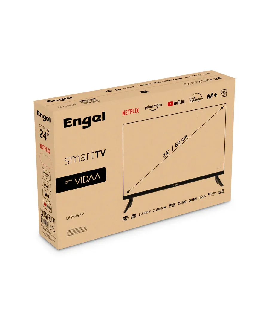 Engel tv led 24"-tdt2/c/s - hd -smartv netflix/amazon. modo hospitality