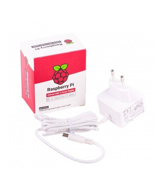 Raspberry alimentador oficial para Pi 4 - USB-C - 5V - 3A - 15W - Blanco - Imagen 1