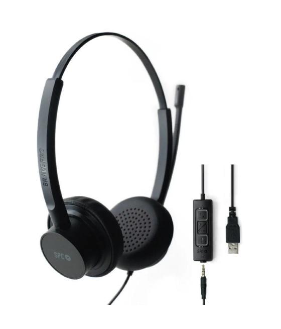 Auriculares spc brave pro/ con micrófono/ jack 3.5/ usb/ negros