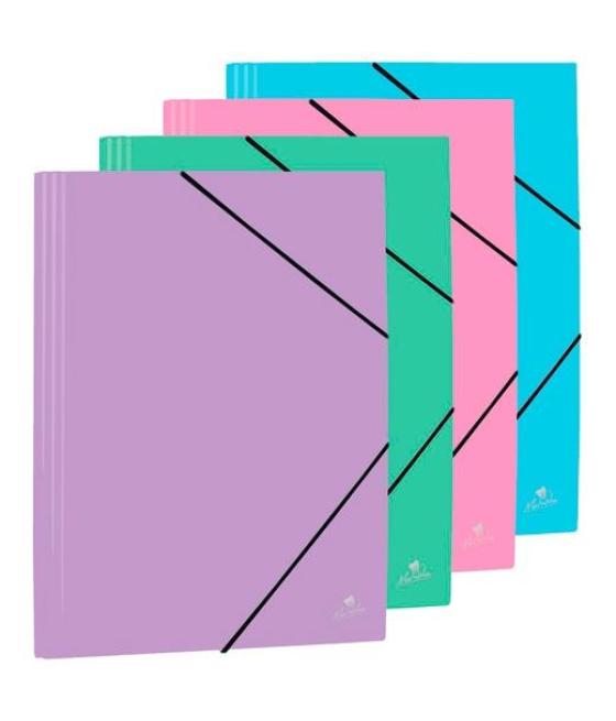 Mariola carpeta con gomas y solapas folio polipropileno 450 micras c/surtidos pastel