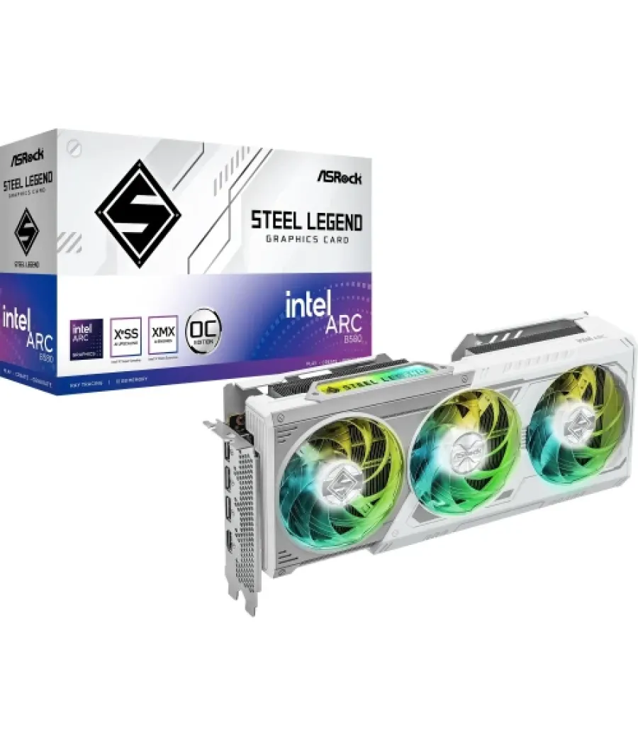 Vga asrock b580 steel legend 12gb oc,intel,b580,12gb,gddr6,192bit,3dp+1hdmi,argb leds,3 ventiladores (b580 sl 12go)