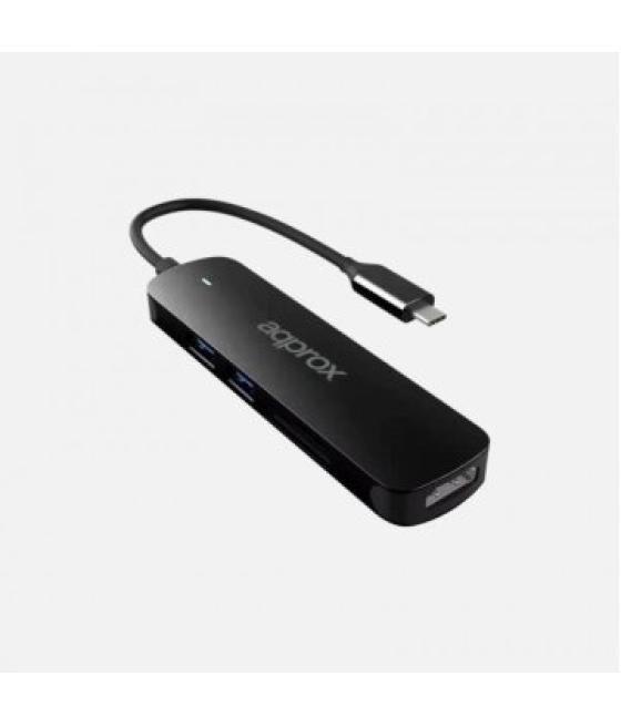 Docking usb-c approx appc45 a 2xusb 3.0 5gbps 1xhdmi 4k/30hz lector de tarjetas sd/micro sd