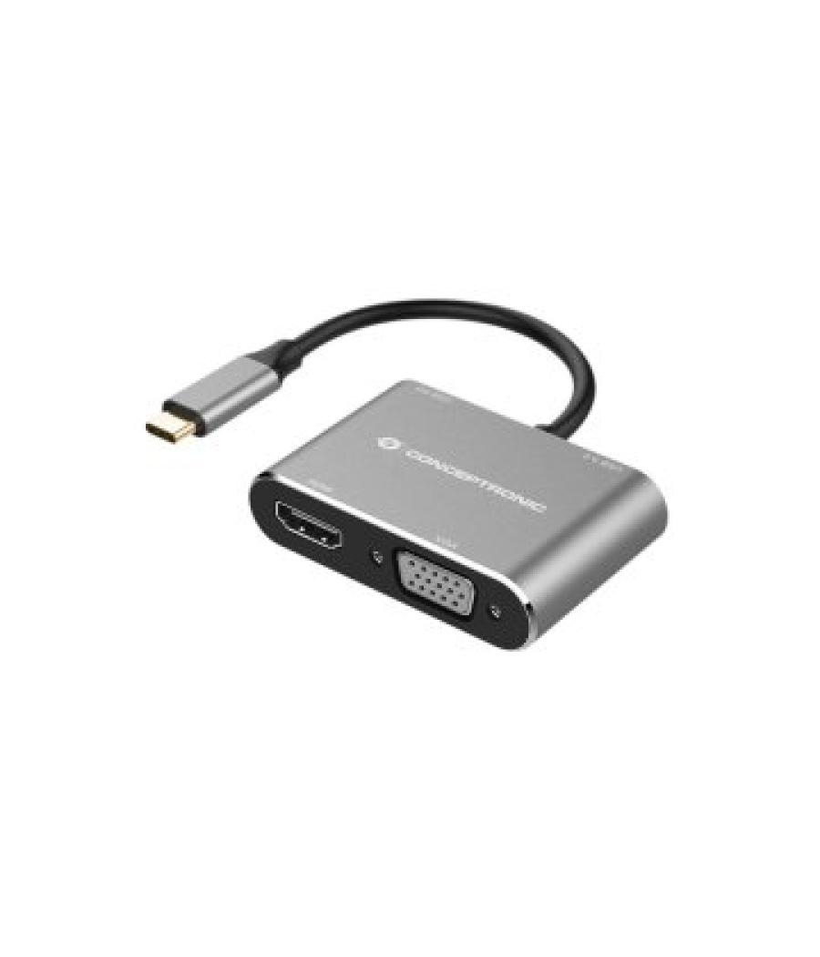 Docking usb-c conceptronic donn016 1xhdmi 4k 1xvga 1xusb-c pd 100w