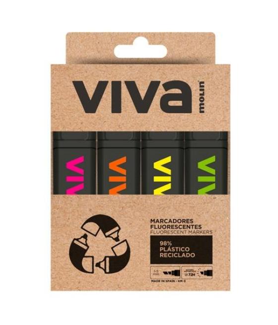Molin marcador fluorescente viva eco c/surtidos estuche 4 ud