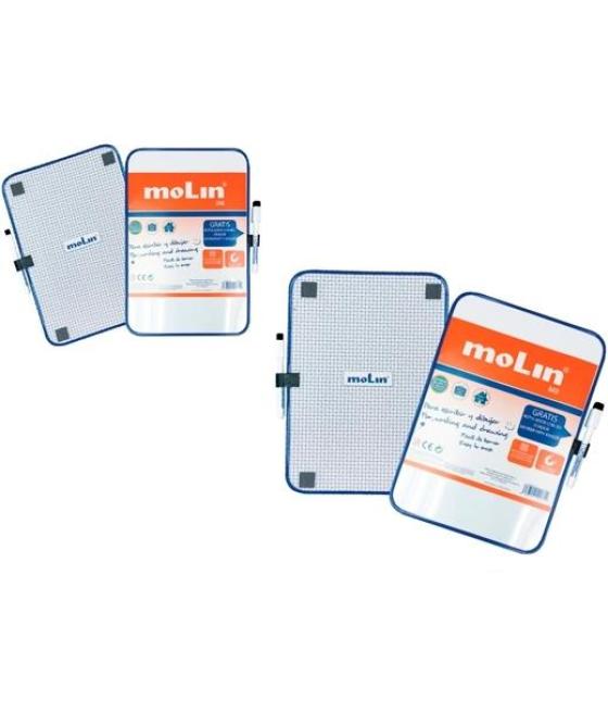 Molin pizarra blanca magnética doble cara blanca/cuadriculada a4 (21x30cm)   rotulador