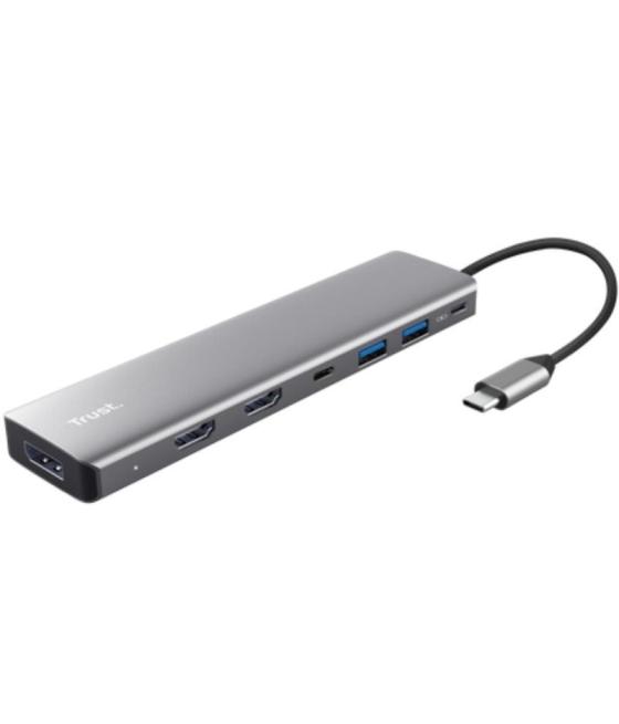Docking usb tipo-c trust dalyx/ 2xusb/ 2xhdmi/ 1xdisplayport/ 1xusb tipo-c pd/ gris