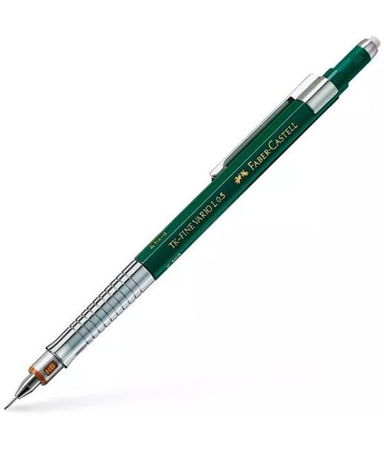 Faber castell portaminas tk-fine vario l 0,5mm clip de metal y goma de borrar verde