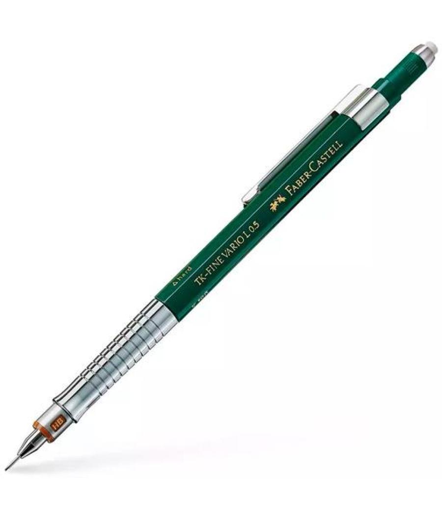 Faber castell portaminas tk-fine vario l 0,5mm clip de metal y goma de borrar verde