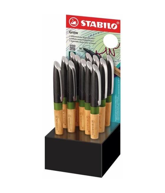 Stabilo bolígrafo grow 0.5 tinta azul color verde musgo/roble expositor 12 ud