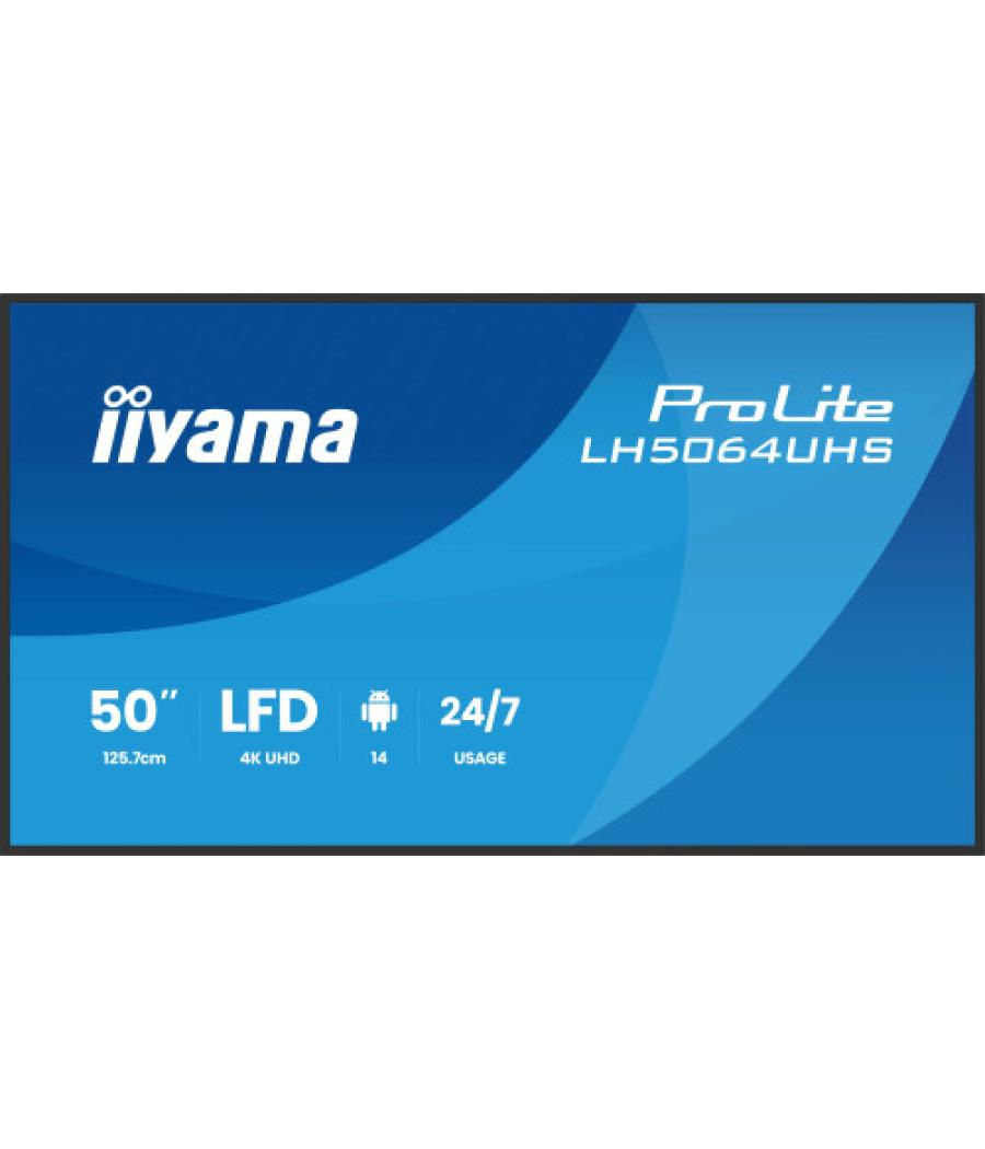 Iiyama lh7564uhs-b1ag pantalla de señalización pantalla plana para señalización digital 190,5 cm (75") wifi 500 cd / m² 4k ultra