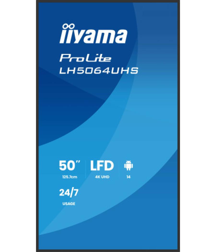 Iiyama lh7564uhs-b1ag pantalla de señalización pantalla plana para señalización digital 190,5 cm (75") wifi 500 cd / m² 4k ultra