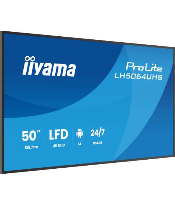 Iiyama lh7564uhs-b1ag pantalla de señalización pantalla plana para señalización digital 190,5 cm (75") wifi 500 cd / m² 4k ultra
