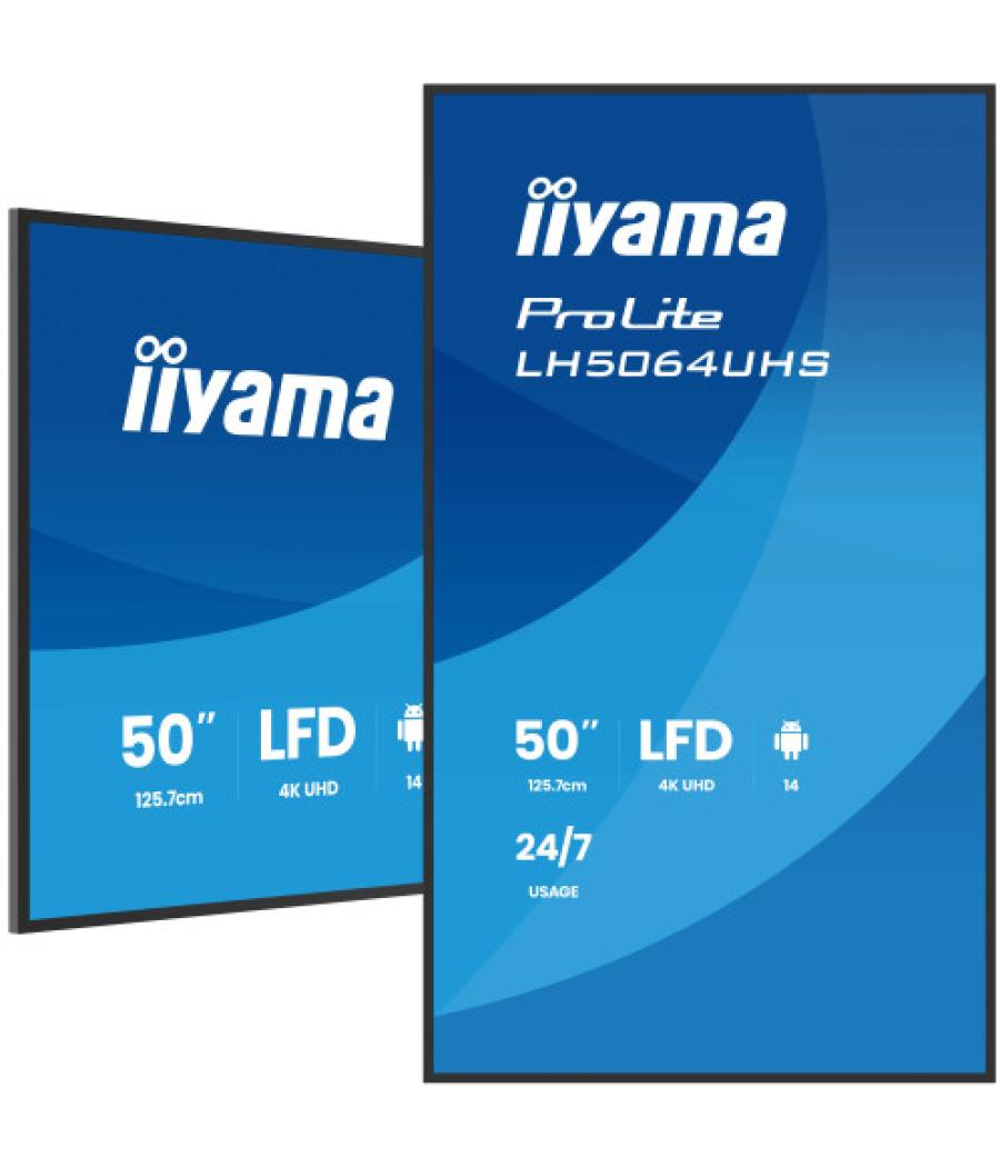 Iiyama lh7564uhs-b1ag pantalla de señalización pantalla plana para señalización digital 190,5 cm (75") wifi 500 cd / m² 4k ultra