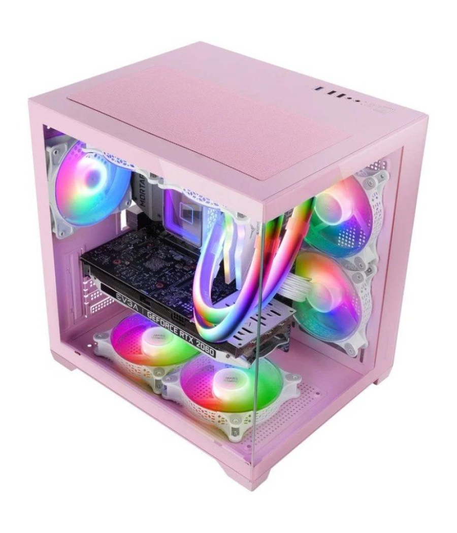 Caja gaming minitorre mars gaming mc-view2/ rosa