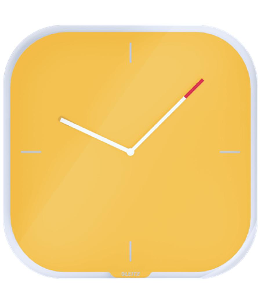 Reloj leitz cosy de pared silencioso cristal 30x30 cm amarillo