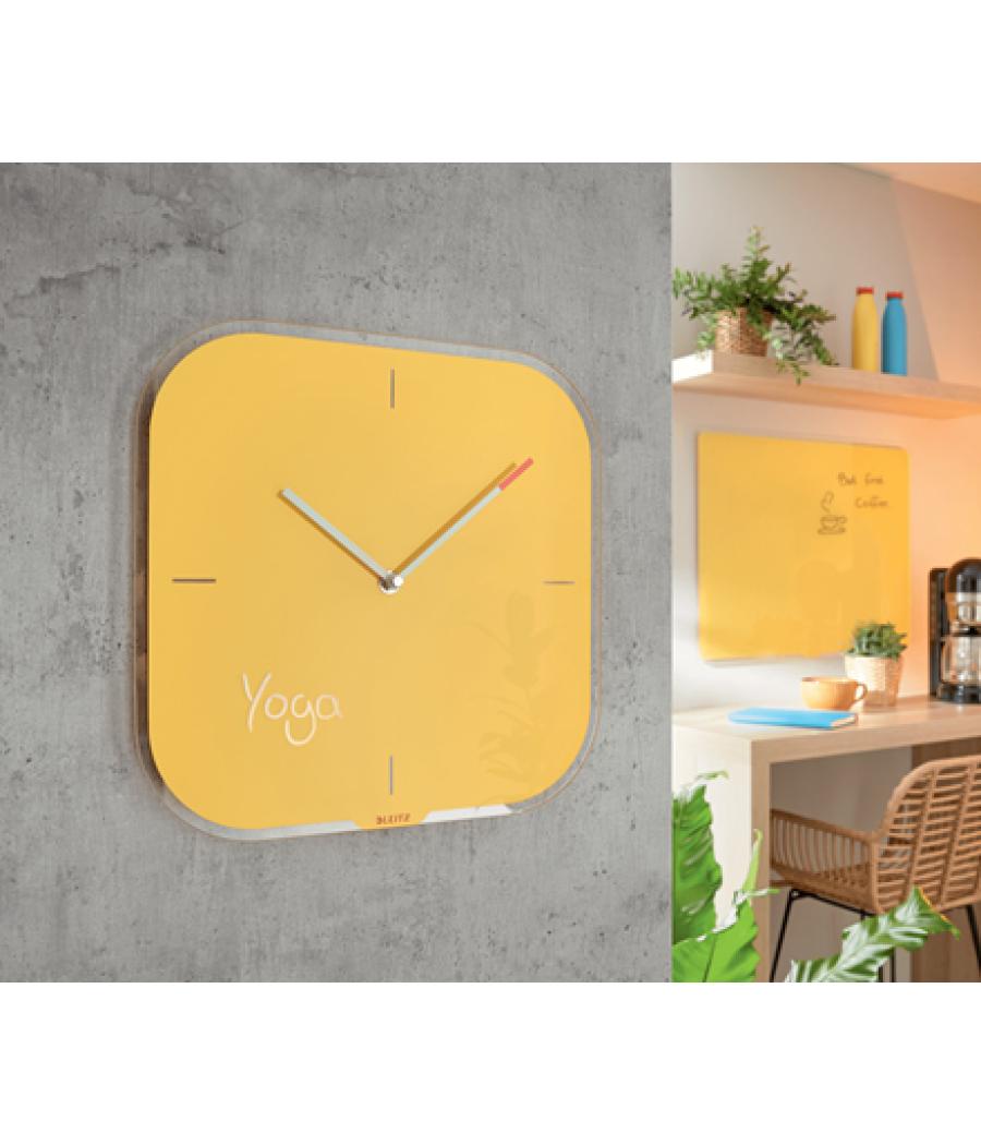 Reloj leitz cosy de pared silencioso cristal 30x30 cm amarillo
