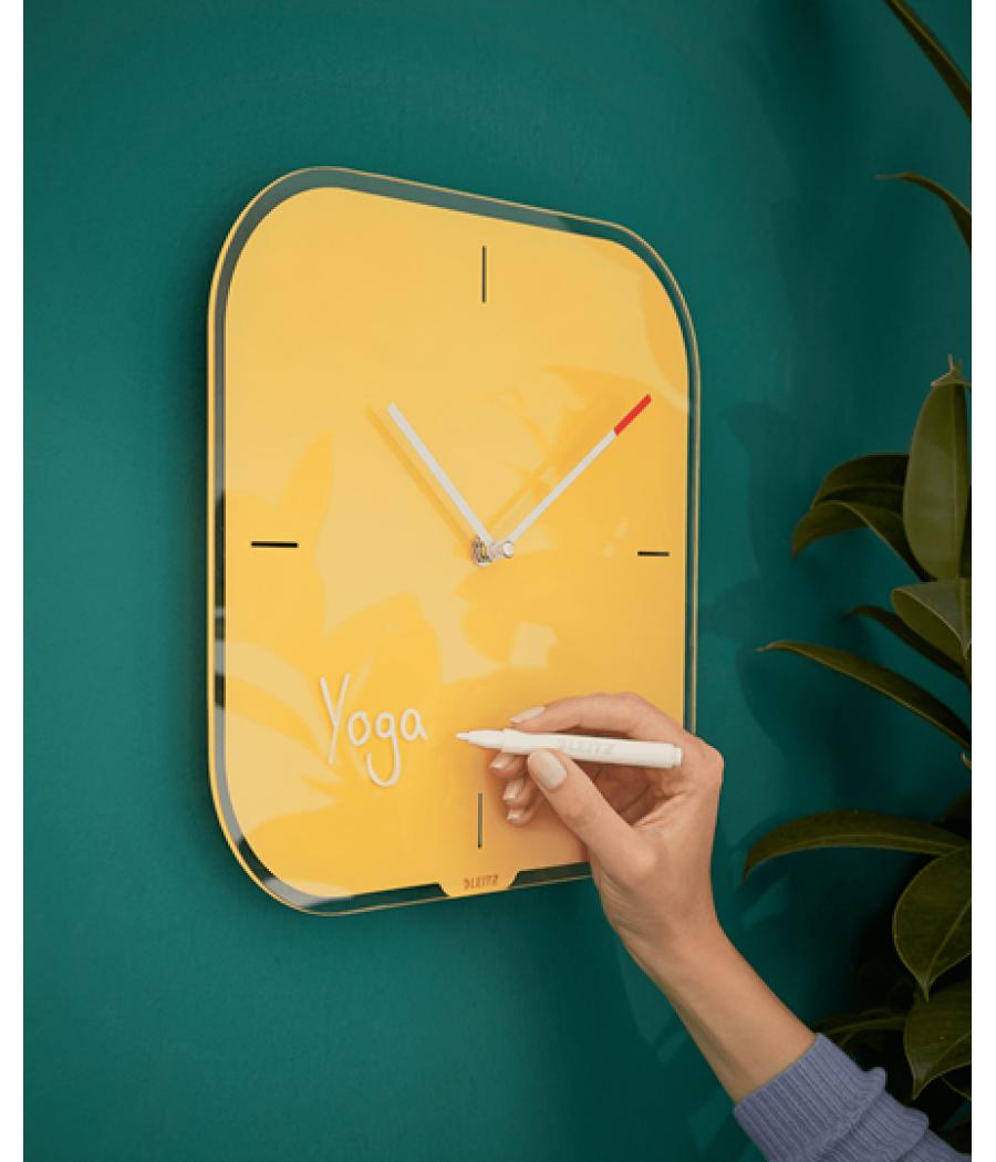 Reloj leitz cosy de pared silencioso cristal 30x30 cm amarillo