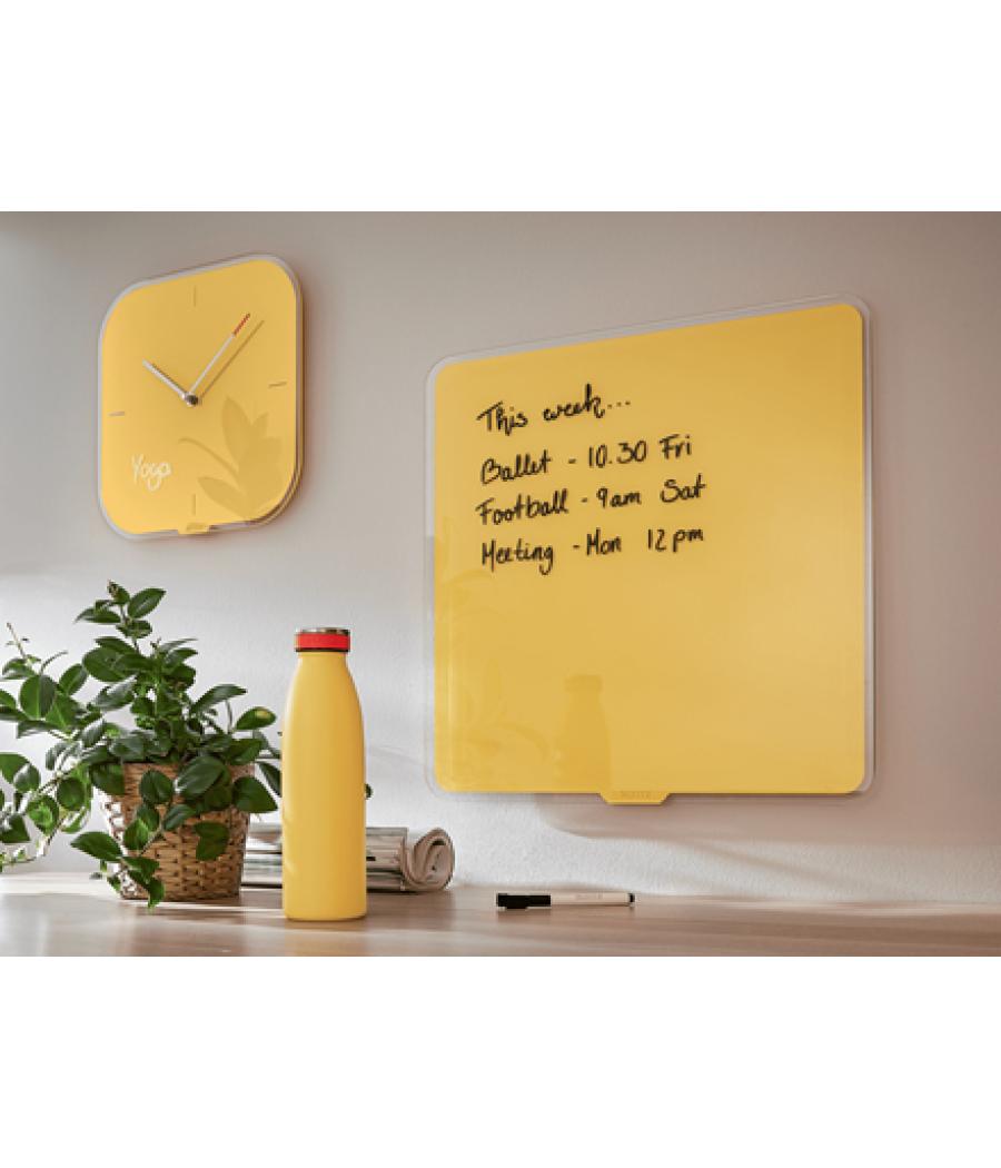 Reloj leitz cosy de pared silencioso cristal 30x30 cm amarillo