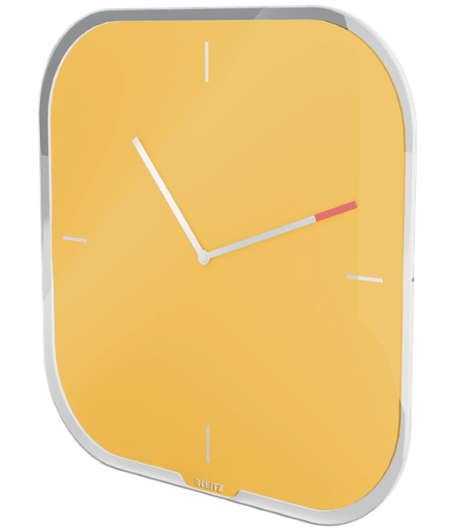 Reloj leitz cosy de pared silencioso cristal 30x30 cm amarillo