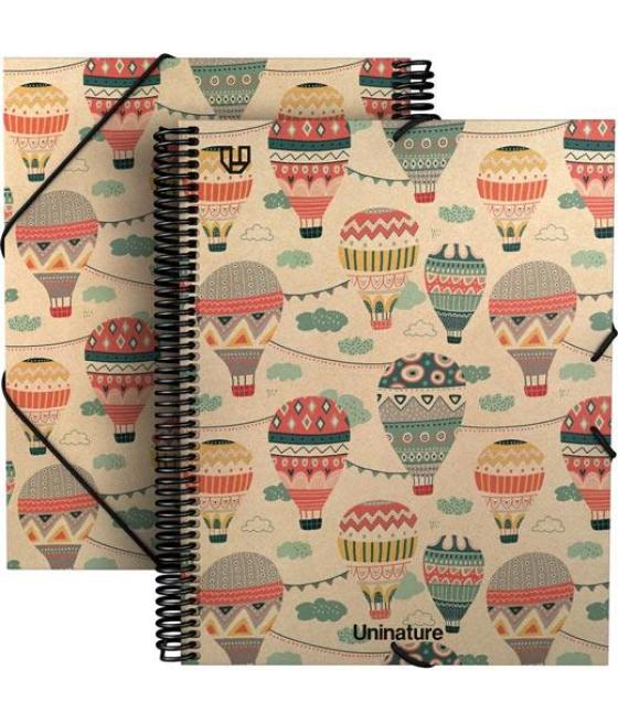 Grafoplás carpeta fundas espiral a4 40f cierre c/goma kraft y cartón reciclado uninature capadocia
