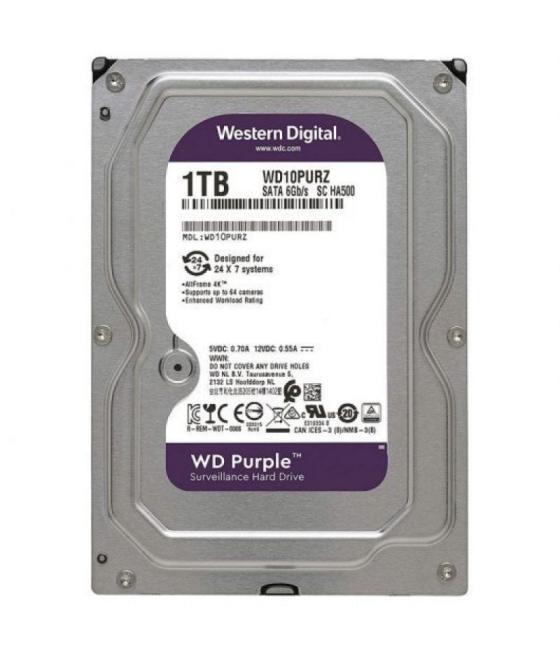 Disco duro western digital wd purple surveillance 1tb/ 3.5'/ sata iii/ 64mb