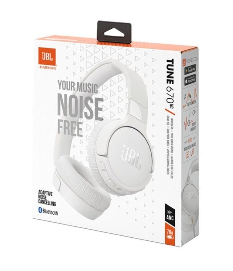 Auriculares inalámbricos jbl tune 670nc/ con micrófono/ bluetooth/ blanco