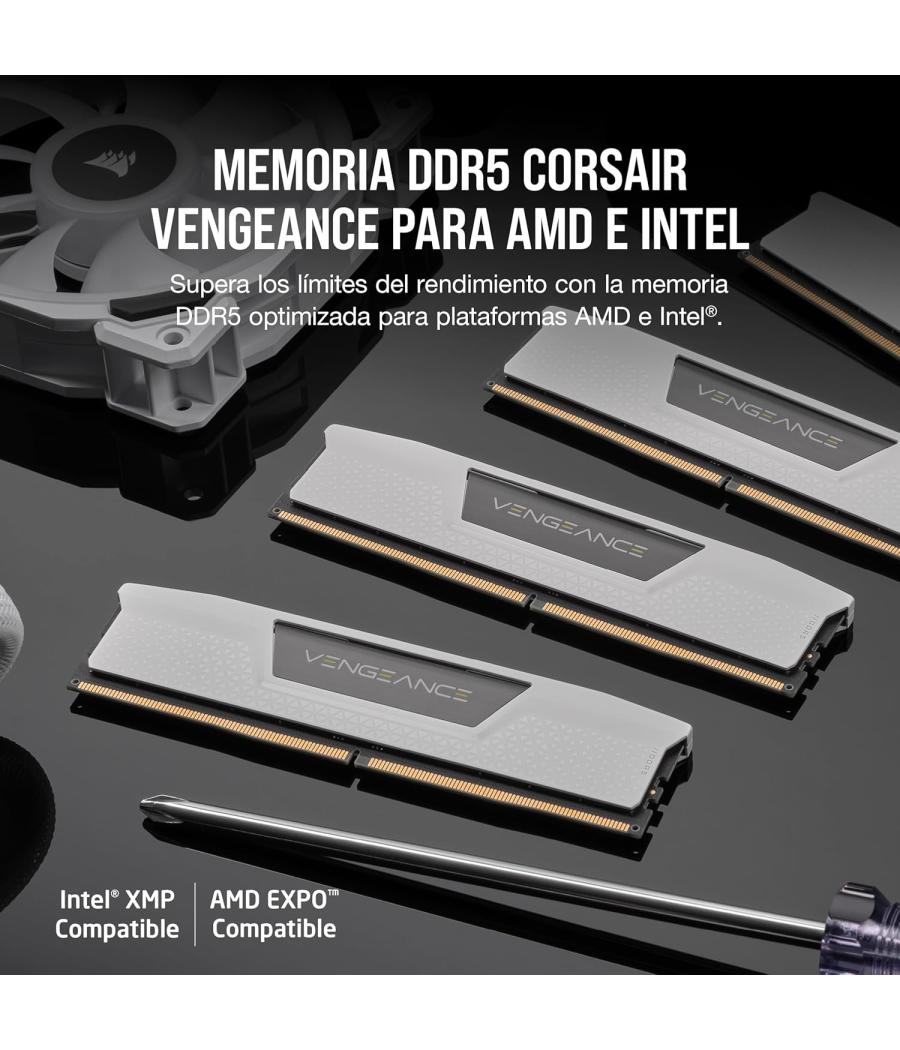 Memoria corsair ddr5 32gb 2x16gb pc6400 vengeance blanca cmk32gx5m2b6400z32w
