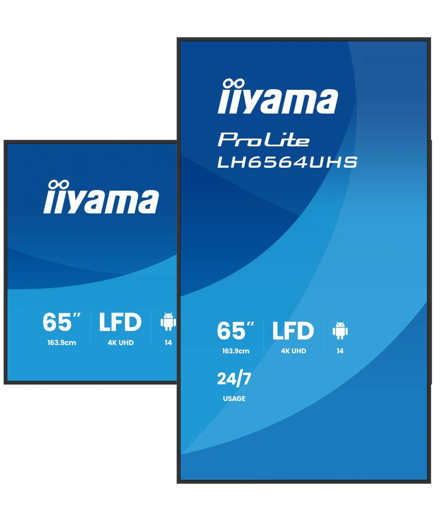 Monitor iiyama 65" 3840x2160, uhd va dled panel, haze 25% 500cd/m², landscape and portrait, speakers 2x 10w, 2x hdmix 1x usb-c ,