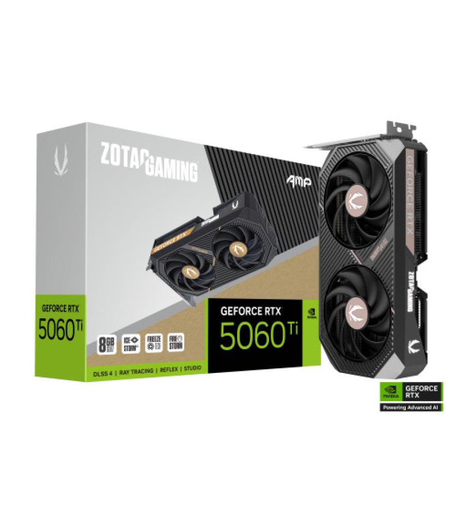 Vga zotac rtx 5060 ti 8gb amp,nv,rtx5060ti,8gb,gddr7,128bit,1hdmi+3dp,2 ventiladores (2 ventiladores)
