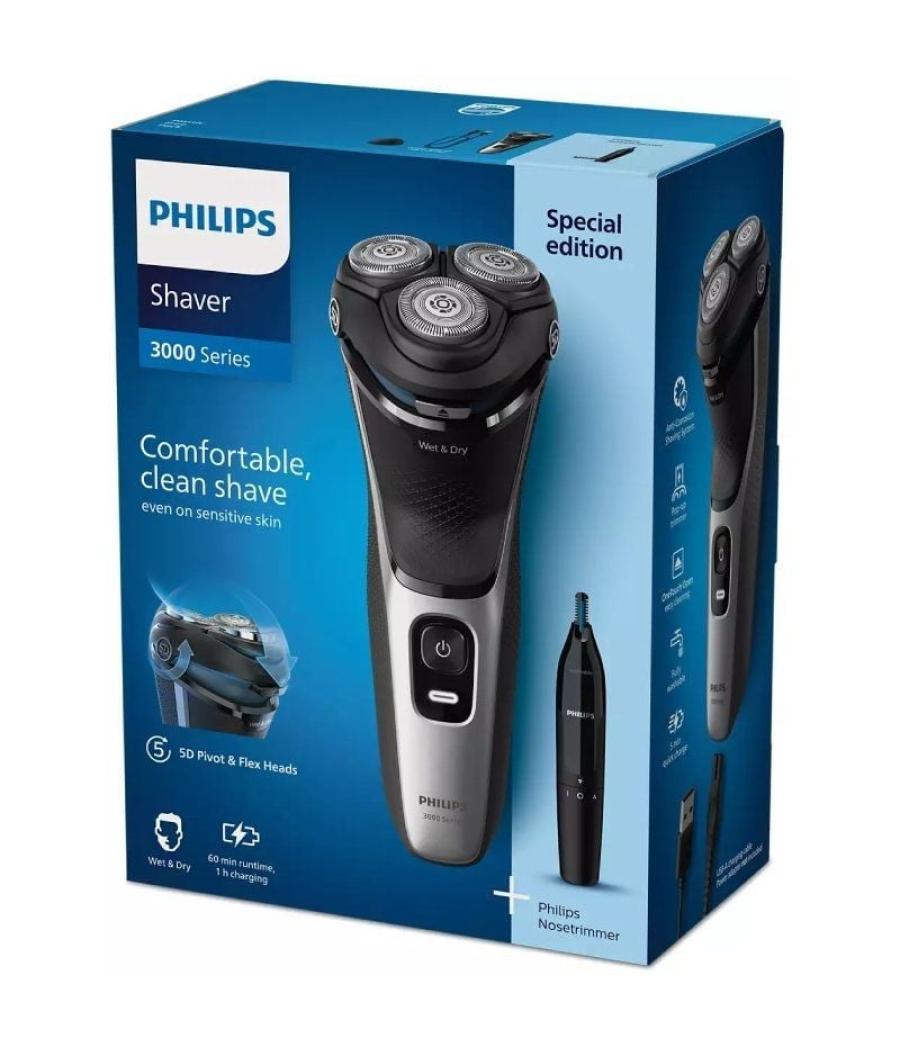 Afeitadora philips shaver series 3000 s3143/02/ con batería / 2 accesorios