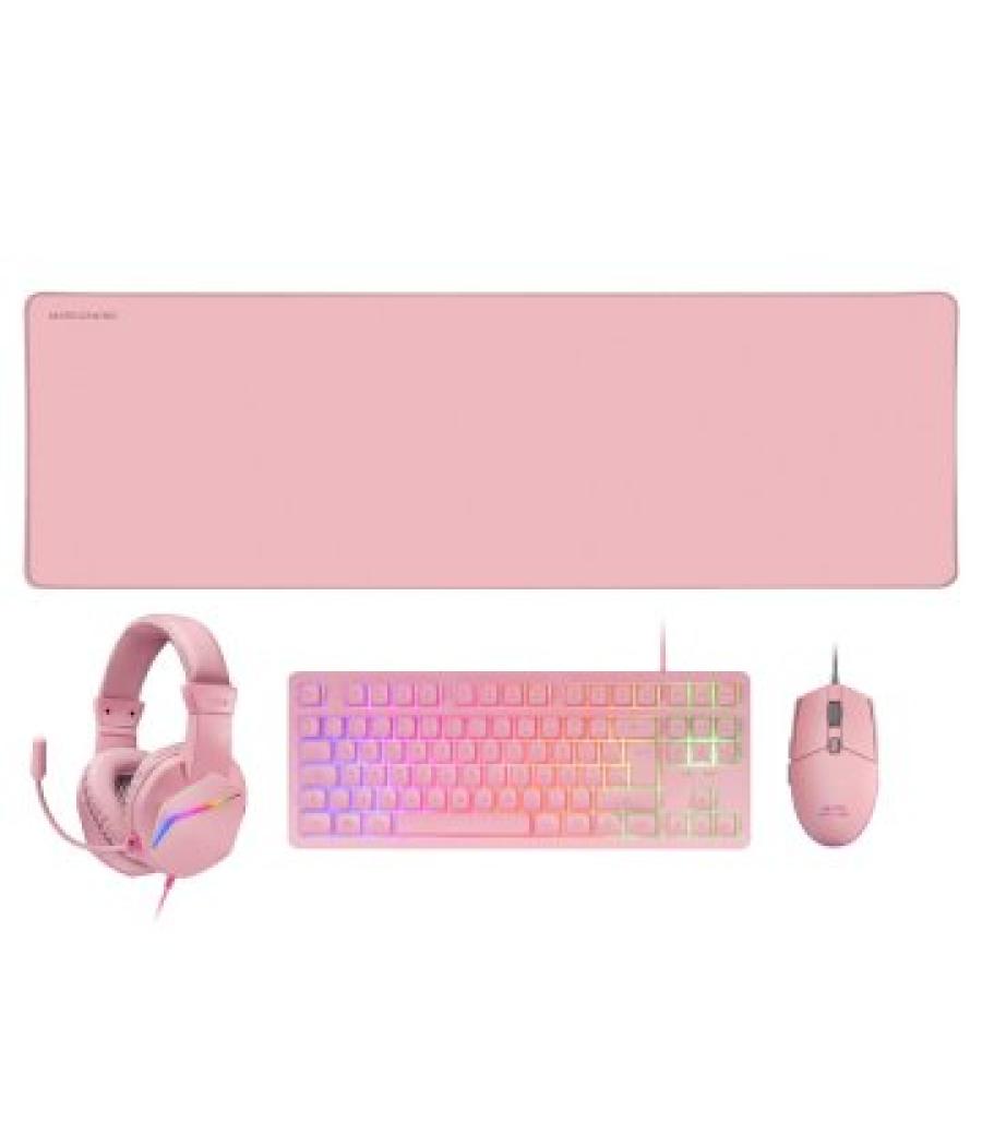 Teclado mouse headset y alfombrilla mars gaming mcp-rgb3 pink teclado tkl h-mech red mouse rgb