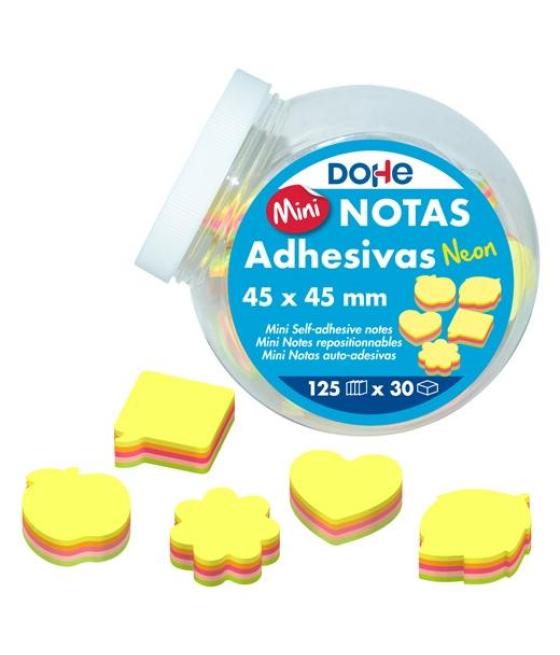 Dohe mini notas adhesivas 45x45mm 125h diversas formas colores surtidos neón expositor 30 ud