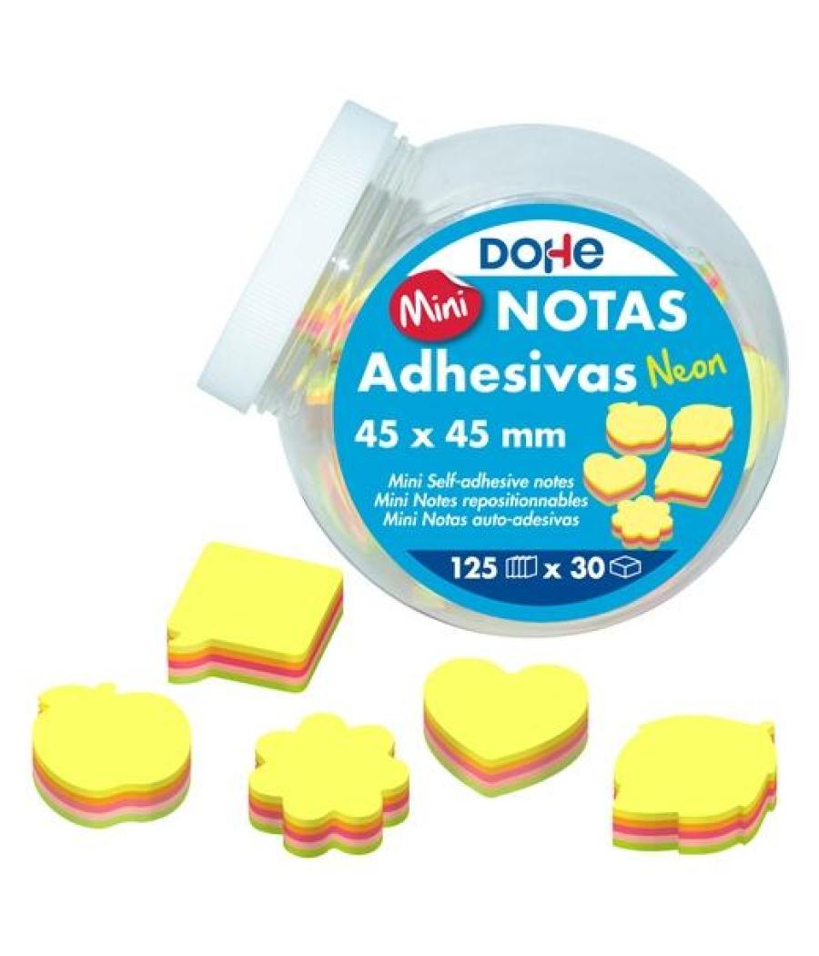 Dohe mini notas adhesivas 45x45mm 125h diversas formas colores surtidos neón expositor 30 ud