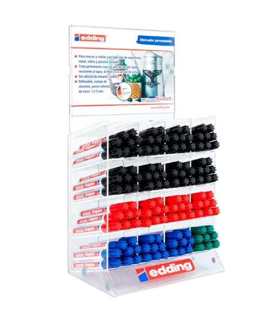 Edding marcador permanente 3000 gama básica colores surtidos expositor 128 ud