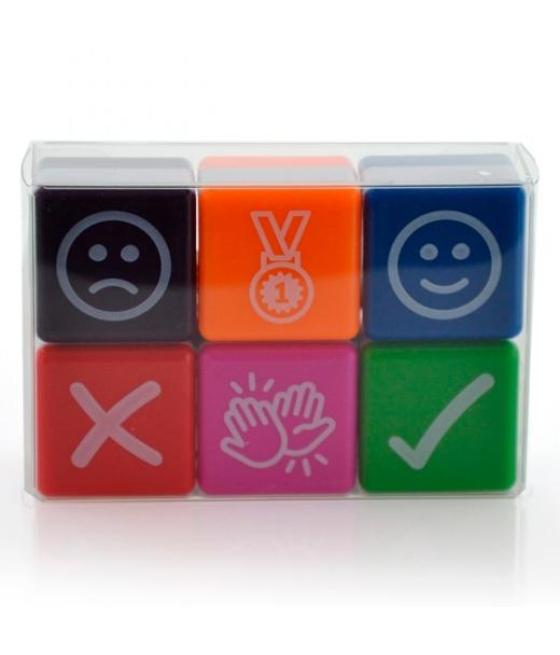 Office box sellos de motivación icons 2,5x2,5cm colores surtidos pack 6 ud