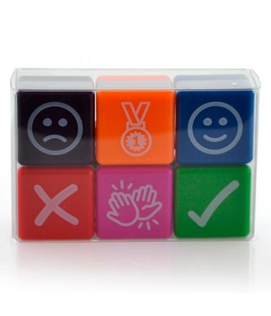 Office box sellos de motivación icons 2,5x2,5cm colores surtidos pack 6 ud