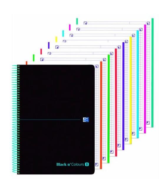 Oxford cuaderno black n´colours europeanbook 8 microperforado 160h a4+ 5x5 t/plástico negro