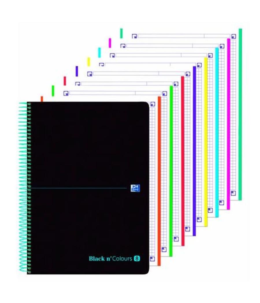 Oxford cuaderno black n´colours europeanbook 8 microperforado 160h a4+ 5x5 t/plástico negro