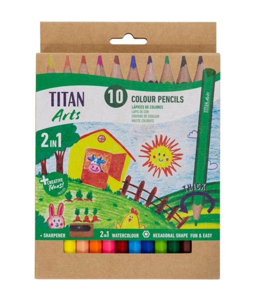 Titan arts lápices de colores iniciación surtidos estuche 10 ud + sacapuntas
