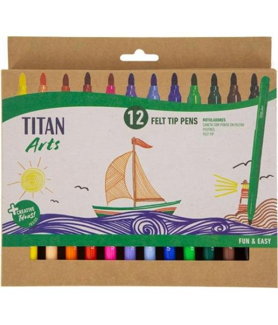 Titan arts rotuladores colores surtidos estuche 12 ud