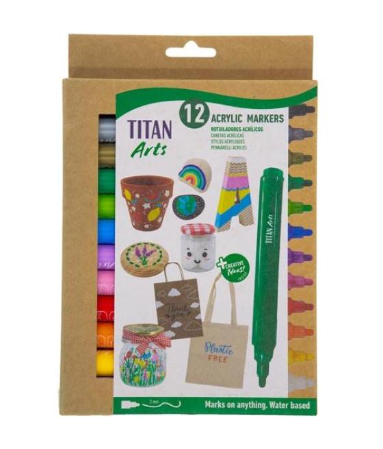 Titan arts rotuladores acrílicos colores surtidos estuche 12 ud
