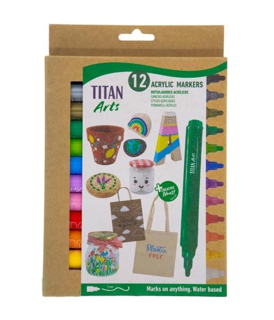 Titan arts rotuladores acrílicos colores surtidos estuche 12 ud