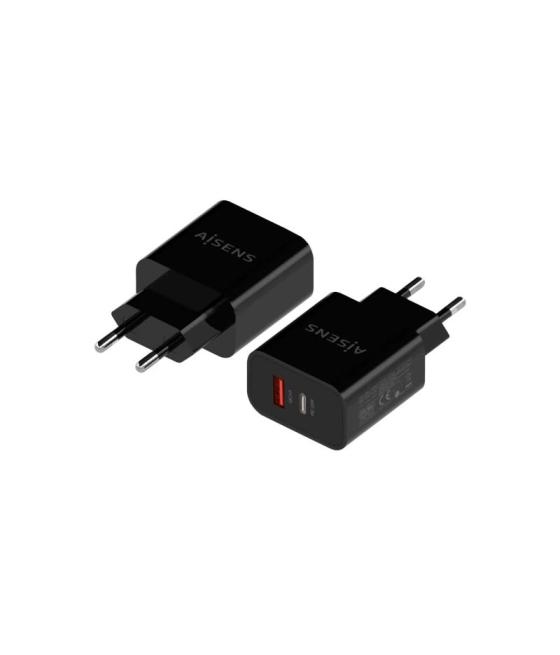 Aisens cargador 20w usb-c pd3.0 usb-a qc3.0 negro