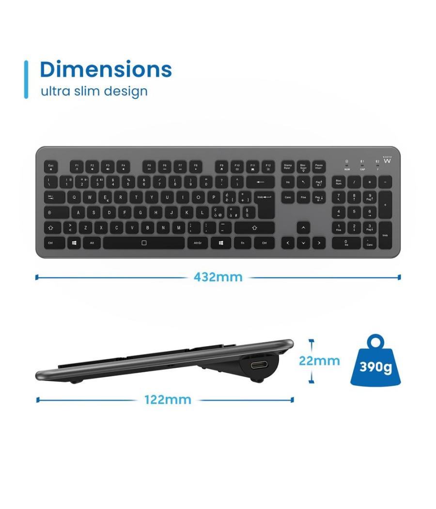 Teclado ewent ew3296 inalambrico