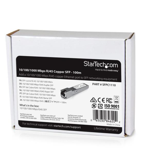 Modulo transceptor startech sfpc1110 rj45 cat6