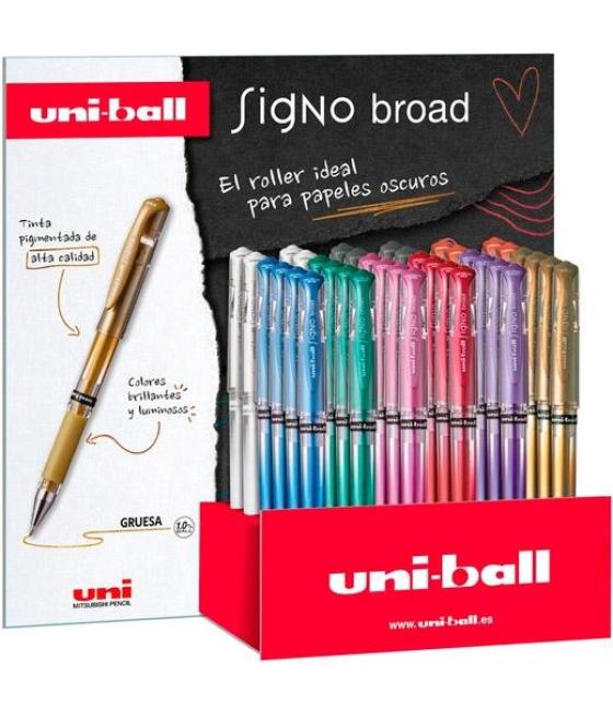 Uniball rollerball signo broad um-153 1.0mm surtido metálico expositor 36 ud