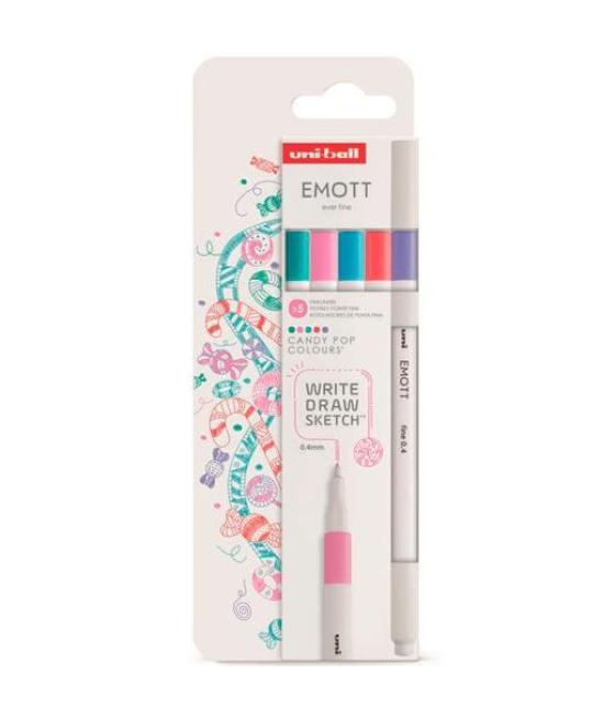 Uniball emott rotuladores de escritura y dibujo colores dulces estuche 5 ud
