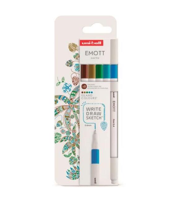 Uniball emott rotuladores de escritura y dibujo colores tropicales estuche 5 ud