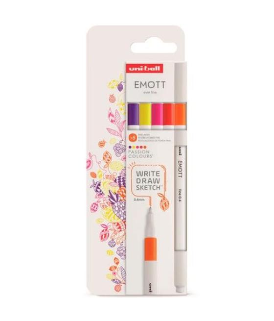 Uniball emott rotuladores de escritura y dibujo colores pasión estuche 5 ud