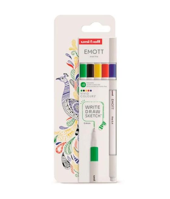 Uniball emott rotuladores de escritura y dibujo colores vivos estuche 5 ud